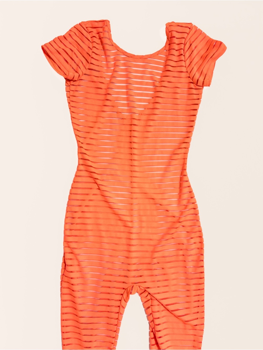 Orange Stretchy Bodycon See through Jampsuit
